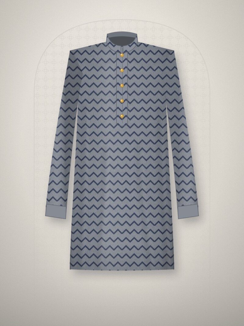 Dhaka Loom Grey Ikat Punjabi