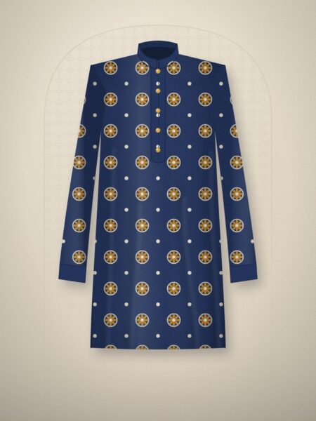 Dhaka Loom Indigo Block-Print Punjabi