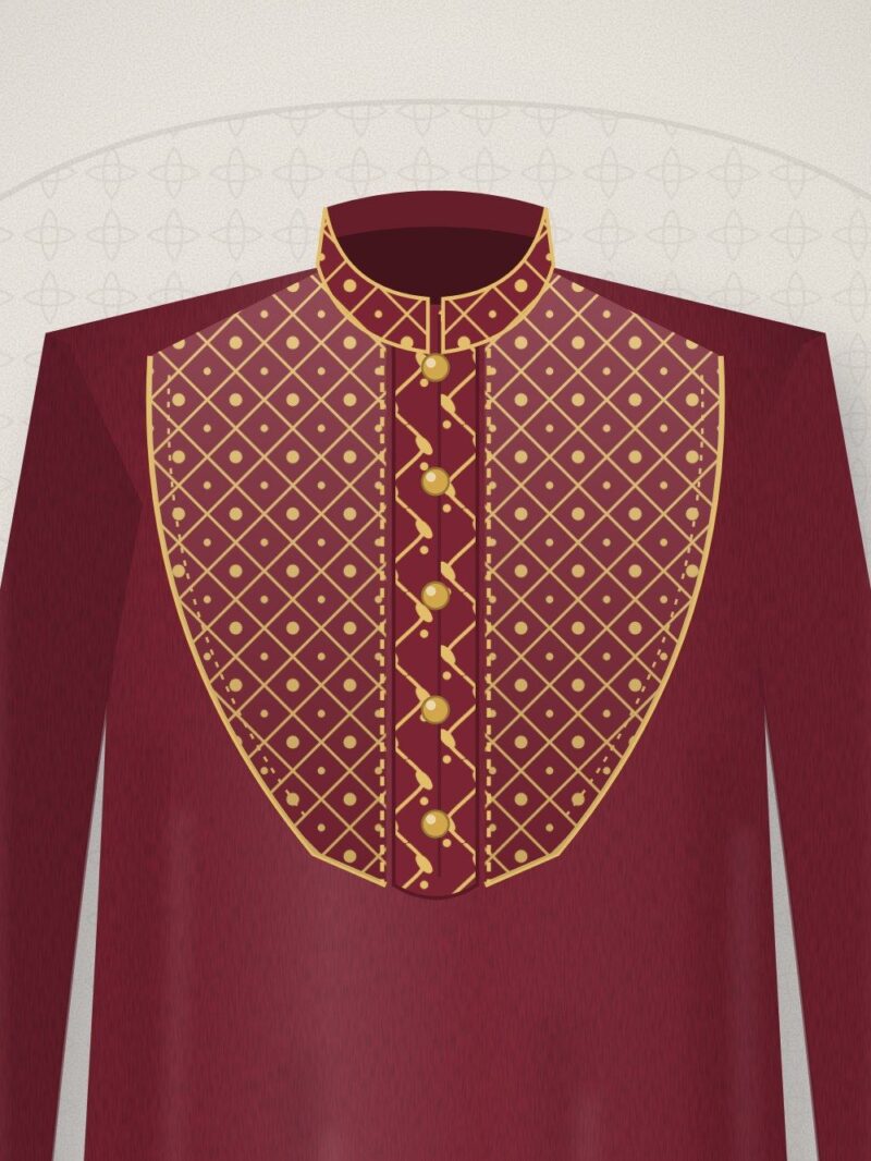 Shahzada Maroon Jaal Embroidered Punjabi