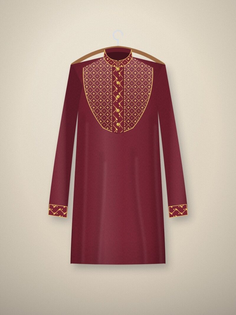 Shahzada Maroon Jaal Embroidered Punjabi