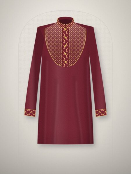 Shahzada Maroon Jaal Embroidered Punjabi
