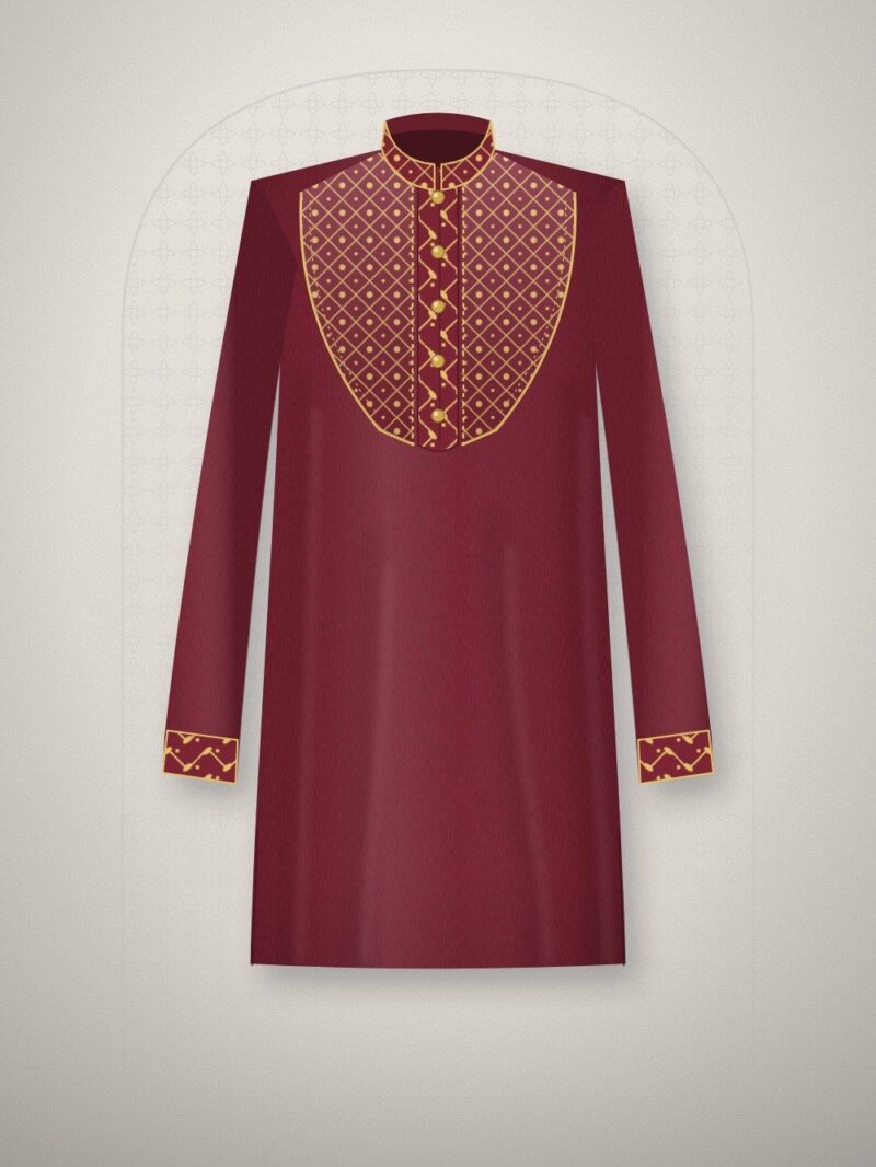 Shahzada Maroon Jaal Embroidered Punjabi