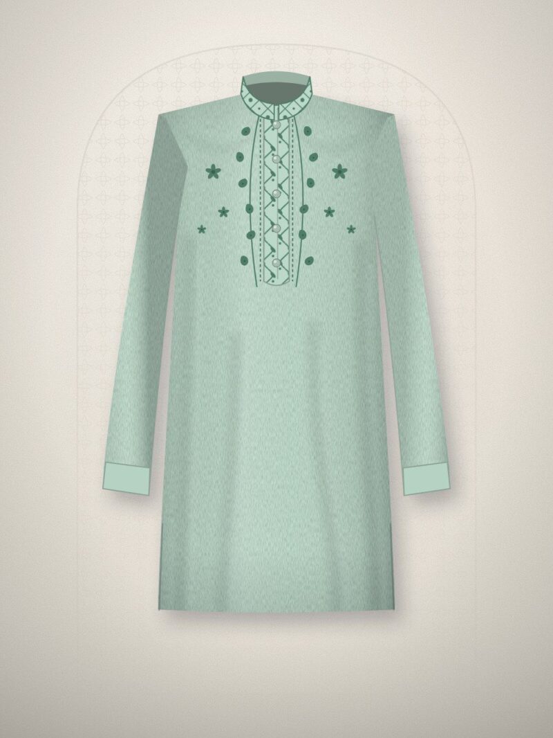 Noorani Mint Thread-Work Punjabi