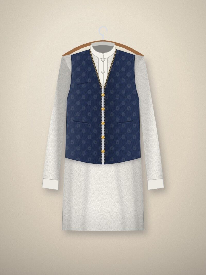 Kaarigar Navy Jacquard Koti
