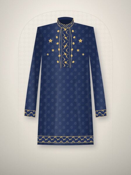 Noorani Navy Zari Silk-Blend Punjabi
